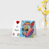 Niedliche und farbenfrohe Chihuahua Pop Art Grußka Karte (Gelbe Blume)