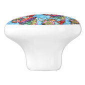 Niedliche und farbenfrohe Chihuahua Pop Art Keramikknauf (Seitenansicht)