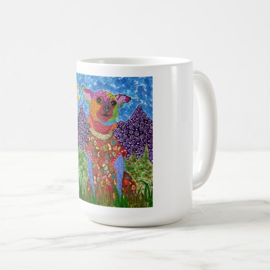 Niedliche und farbenfrohe Chihuahua-Tasse Kaffeetasse (VorderseiteRechts)