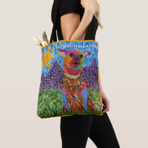 Niedliche und farbenfrohe Chihuahua Tote Bag Tasche