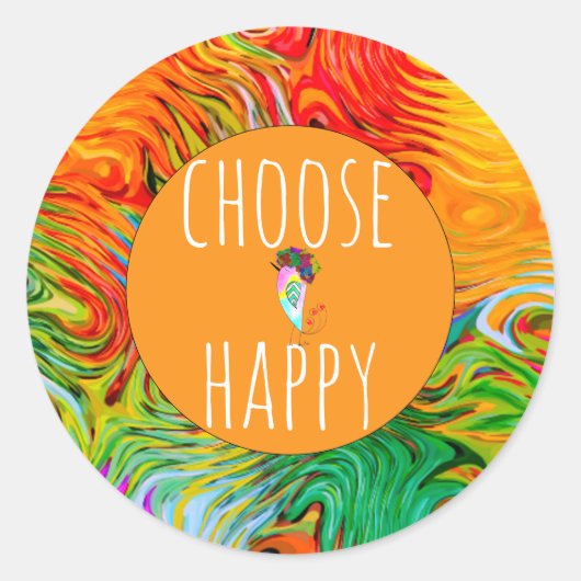 Niedliche und farbenfrohe "Choose Happy"-Aufkleber Runder Aufkleber (Vorderseite)