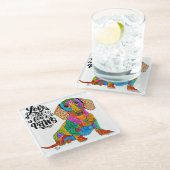 Niedliche und farbenfrohe Dackel Dog Glass Unterse Glasuntersetzer (Schrägansicht)