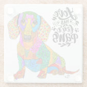 Niedliche und farbenfrohe Dackel Dog Glass Unterse Glasuntersetzer (Rückseite)