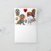 Niedliche und farbenfrohe Dackel Grußkarte Dankeskarte (Innenseite)