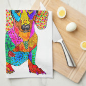 Niedliche und farbenfrohe Dackel Handtuch (Viertel Falte)