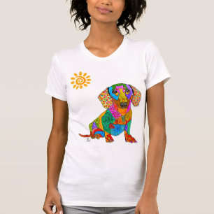Niedliche und farbenfrohe Dackel T - Shirt