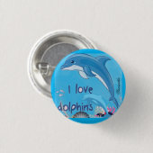 Niedliche und farbenfrohe Delphine - Zitate Name Button (Vorne & Hinten)