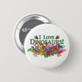 Niedliche und farbenfrohe Dinosaurier Button (Vorne & Hinten)