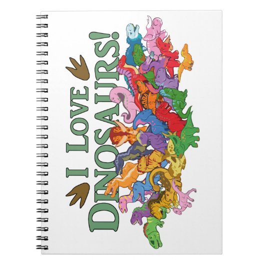 Niedliche und farbenfrohe Dinosaurier Notizblock (Vorderseite)