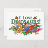 Niedliche und farbenfrohe Dinosaurier Postkarte (Vorne/Hinten)