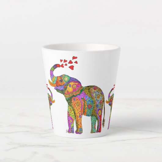 Niedliche und farbenfrohe Elefant Latte Tasse (Vorderseite)