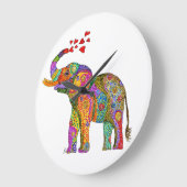 Niedliche und farbenfrohe Elefantenuhr Große Wanduhr (Winkel)