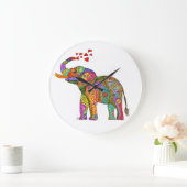 Niedliche und farbenfrohe Elefantenuhr Große Wanduhr (Zuhause)
