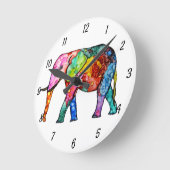 Niedliche und farbenfrohe Elefantenuhr Runde Wanduhr (Winkel)
