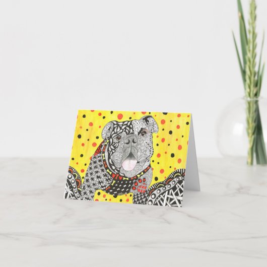 Niedliche und farbenfrohe englische Bulldog-Grußka Dankeskarte (Vorderseite)