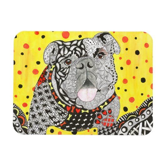 Niedliche und farbenfrohe englische Bulldog Magnet (Horizontal)