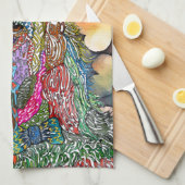 Niedliche und farbenfrohe englische Küche Handtuch (Viertel Falte)