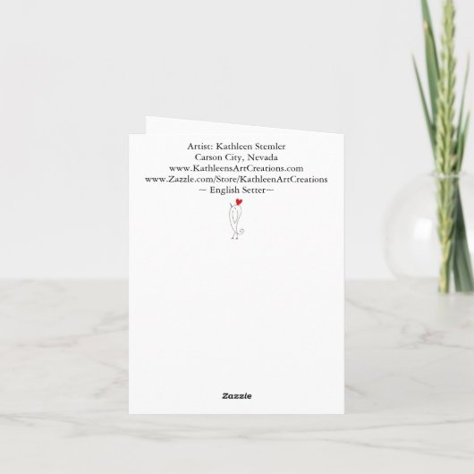 Niedliche und farbenfrohe englische Setter Grußkar Dankeskarte (Rückseite)