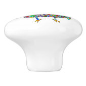 Niedliche und farbenfrohe Eule Keramikknauf (Seitenansicht)