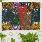 Niedliche und farbenfrohe florale Happy Cats Geschirrtuch (Gefaltet)