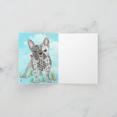 Niedliche und farbenfrohe französische Bulldog-Gru Karte (Innenseite)