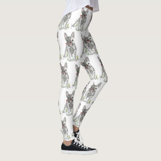 Niedliche und farbenfrohe französische Bulldoggen- Leggings (Rechts)