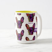 Niedliche und farbenfrohe französische Kaffee-Tass Zweifarbige Tasse (VorderseiteRechts)