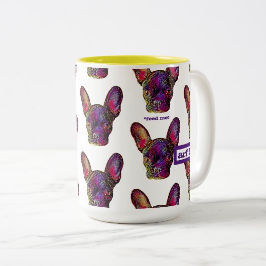 Niedliche und farbenfrohe französische Kaffee-Tass Zweifarbige Tasse (VorderseiteRechts)