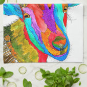 Niedliche und farbenfrohe Funny Goat Küchentuch (Gefaltet)