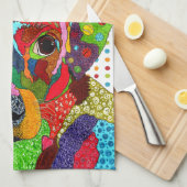 Niedliche und farbenfrohe gemischte Rasse Hund Küc Geschirrtuch (Viertel Falte)