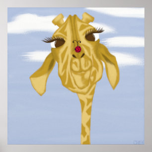 Niedliche und farbenfrohe Giraffe Poster