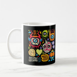 Niedliche und farbenfrohe Handgezeichnete Monsterd Kaffeetasse