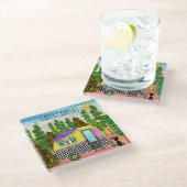 Niedliche und farbenfrohe Happy Camper Trivet Glasuntersetzer (Schrägansicht)