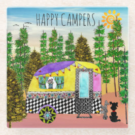 Niedliche und farbenfrohe Happy Camper Trivet Glasuntersetzer