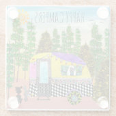 Niedliche und farbenfrohe Happy Camper Trivet Glasuntersetzer (Rückseite)