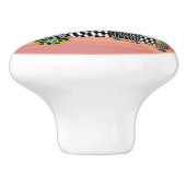 Niedliche und farbenfrohe Happy Campers Keramikknauf (Seitenansicht)