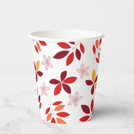 Niedliche und farbenfrohe Herbstlaube Muster Pappbecher (Vorderseite)