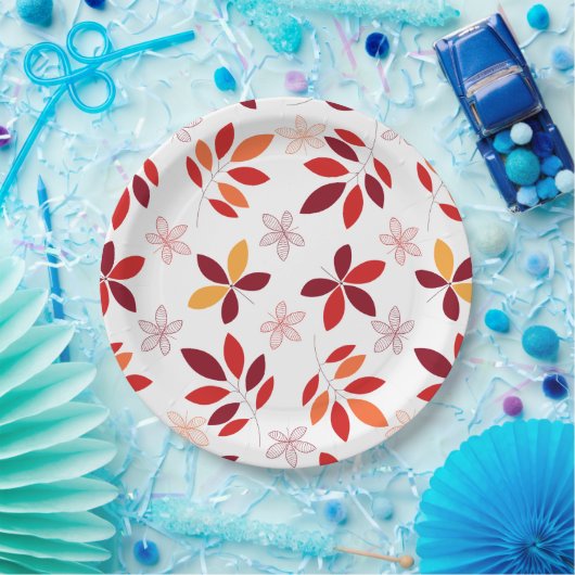 Niedliche und farbenfrohe Herbstlaube Muster Pappteller (Party)