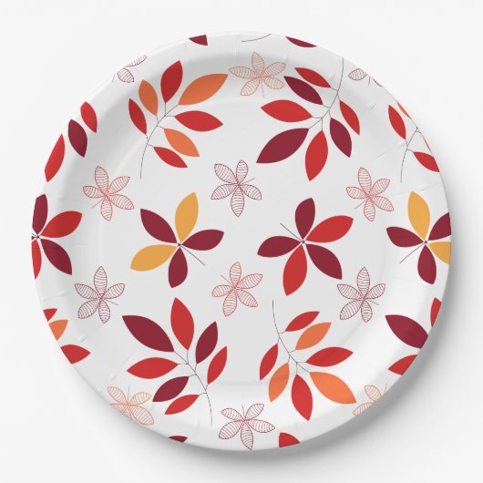 Niedliche und farbenfrohe Herbstlaube Muster Pappteller (Vorderseite)