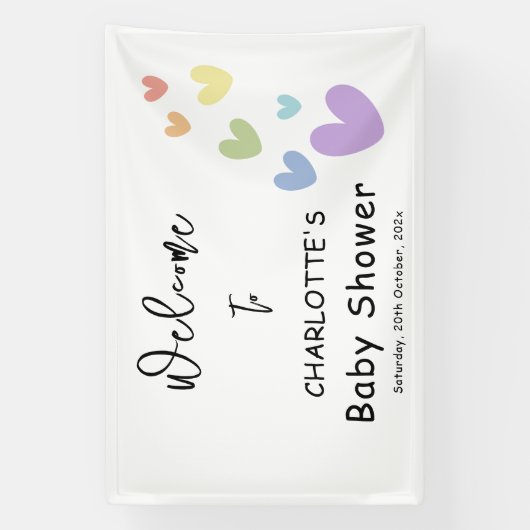Niedliche und farbenfrohe Herz-Baby-Dusche Banner (Vertikal)