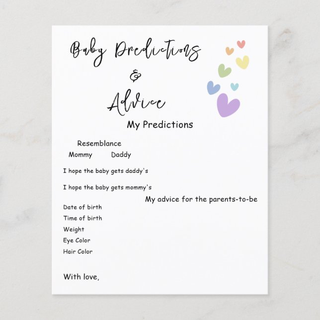 Niedliche und farbenfrohe Herz Babydusche Flyer (Vorderseite)