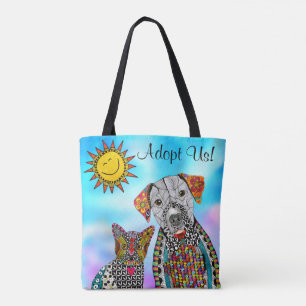 Niedliche und farbenfrohe Hunde- und Katzen-Tote-T Tasche