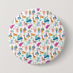 Niedliche und farbenfrohe Jungtiermuster Button