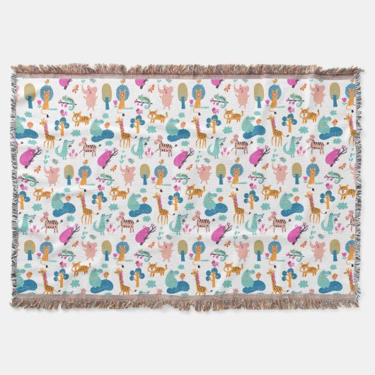 Niedliche und farbenfrohe Jungtiermuster Decke (Vorderseite)