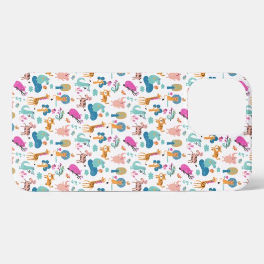 Niedliche und farbenfrohe Jungtiermuster iPhone Hülle (Rückseite (Horizontal))