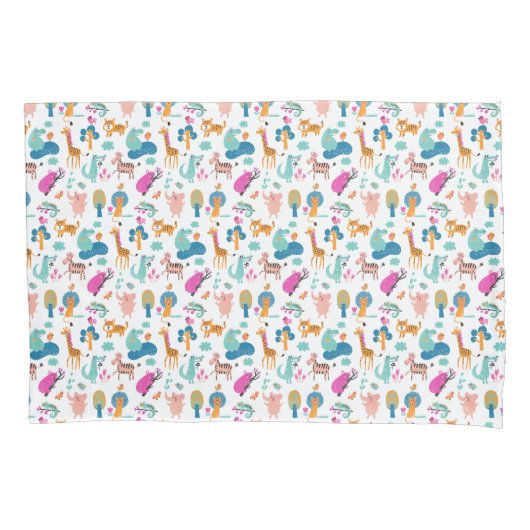 Niedliche und farbenfrohe Jungtiermuster Kissenbezug (Vorderseite)