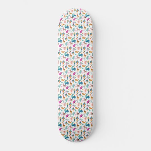 Niedliche und farbenfrohe Jungtiermuster Skateboard (Vorderseite)