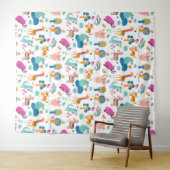 Niedliche und farbenfrohe Jungtiermuster Wandteppich (Beispiel (Horizontal))
