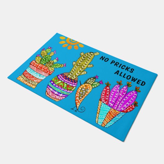 Niedliche und farbenfrohe Kaktus, Blumenmatte Fußmatte (Schrägansicht)