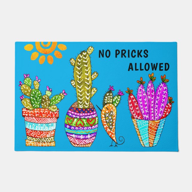 Niedliche und farbenfrohe Kaktus, Blumenmatte Fußmatte (Vorderseite)